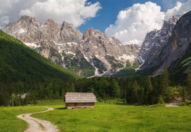 Beautiful scenery in the mountains of Julian Alps
